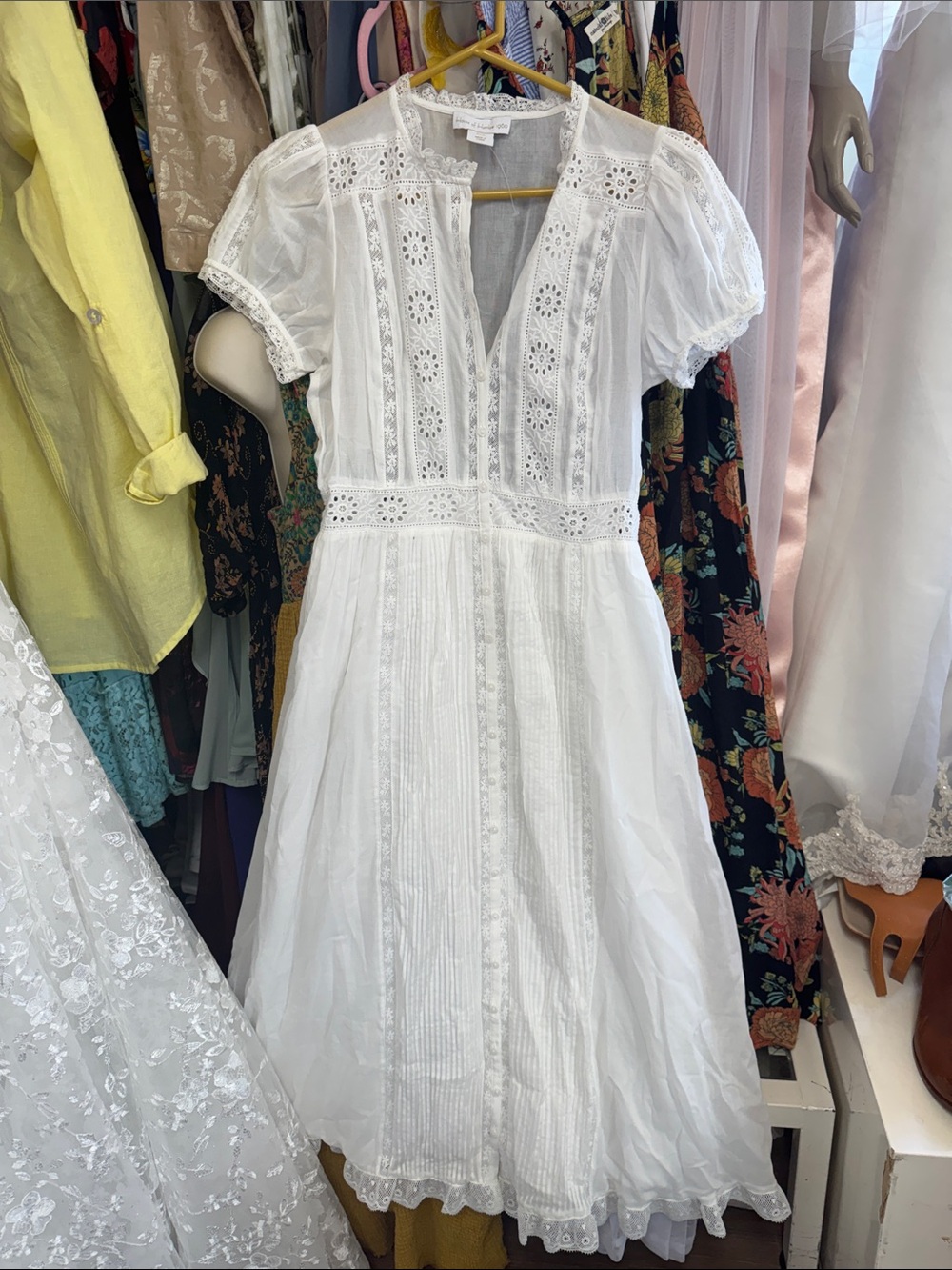 House of Harlow 1960 White Eyelet Maxi Dress